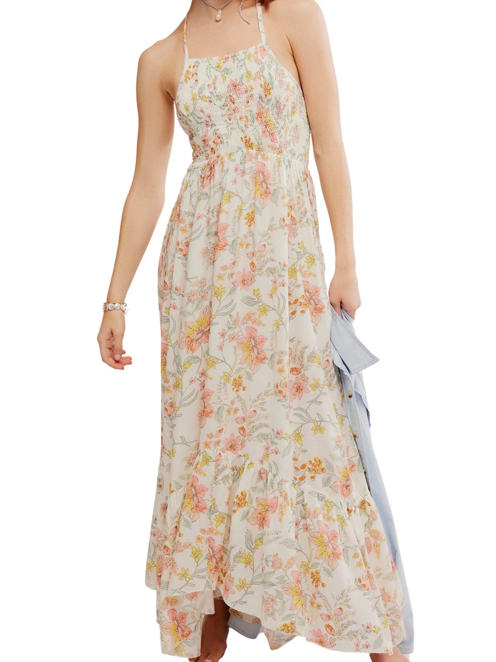 Free People Heat Wave Floral Print High/Low Dress Maxi Dress Size Large